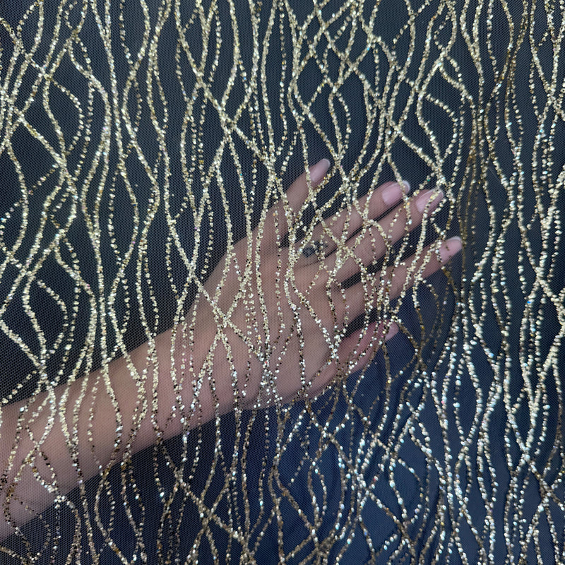 Gold Glitter Lace on Mesh