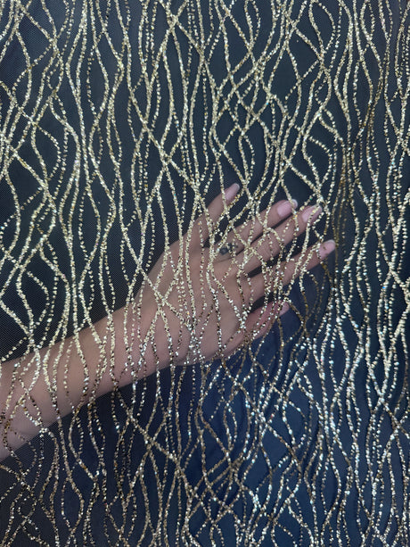 Gold Glitter Lace on Mesh