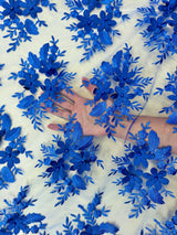 3D Floral Mesh Lace Royal Blue