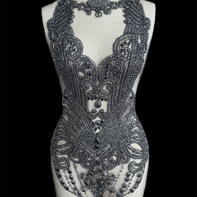 Black Rhinestone Bodice Appliqué