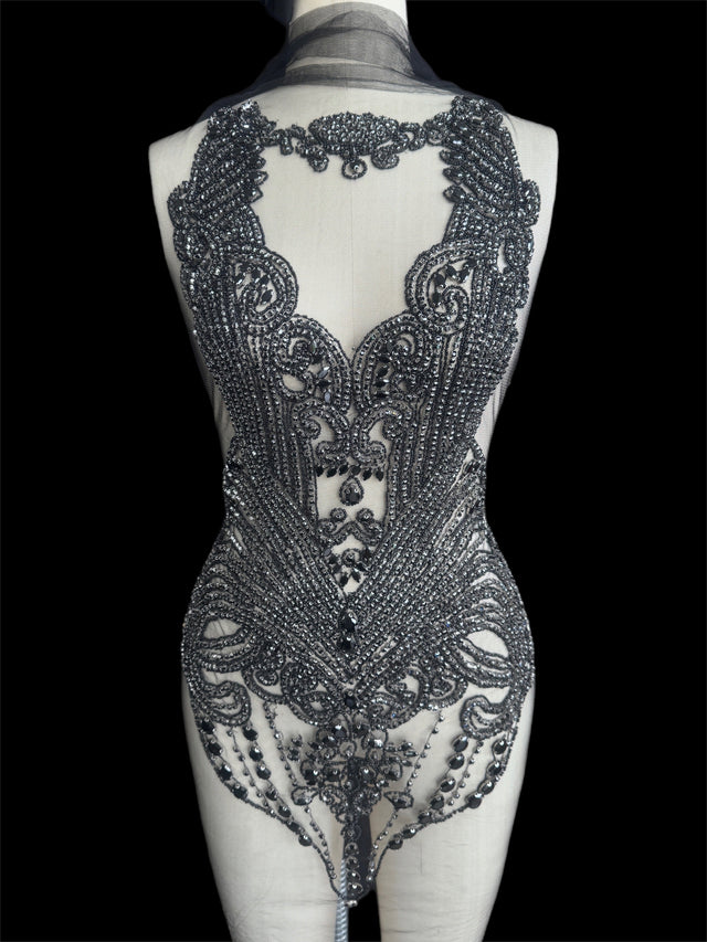 Black Rhinestone Bodice Appliqué