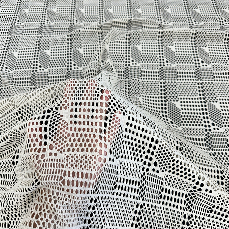 White Geometric Hollow Out Knit