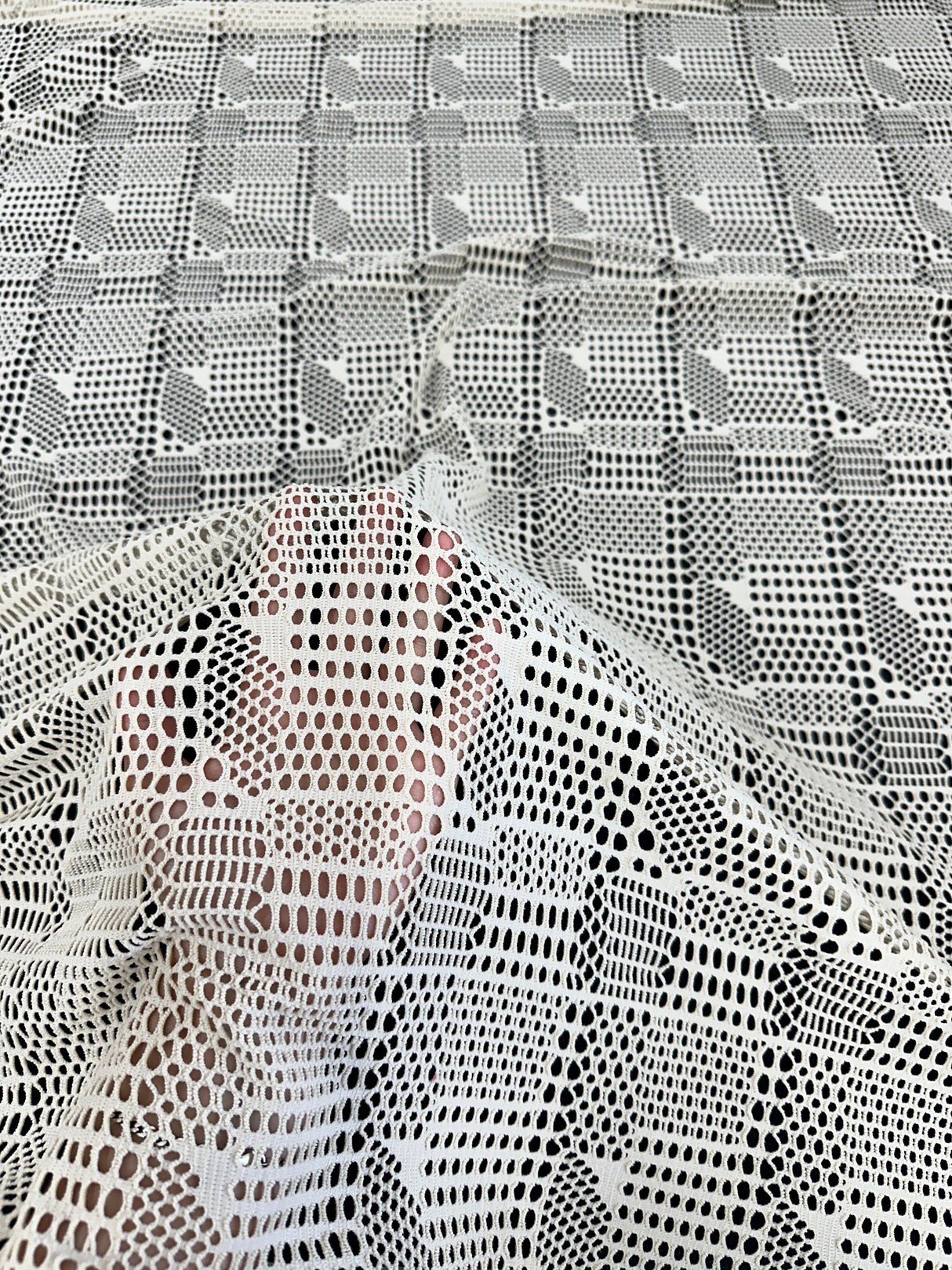 White Geometric Hollow Out Knit