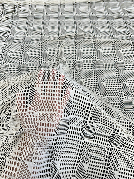 White Geometric Hollow Out Knit