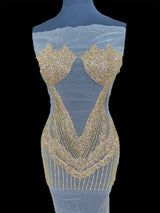 Gold Rhinestone Bodice Applique