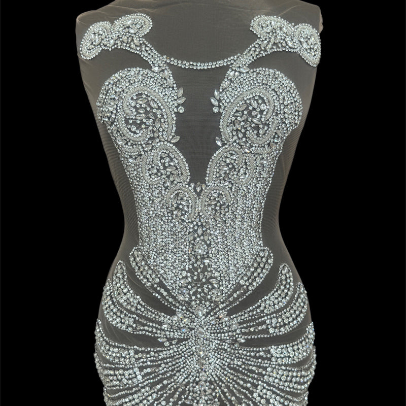 Silver Rhinestone Bodice Applique