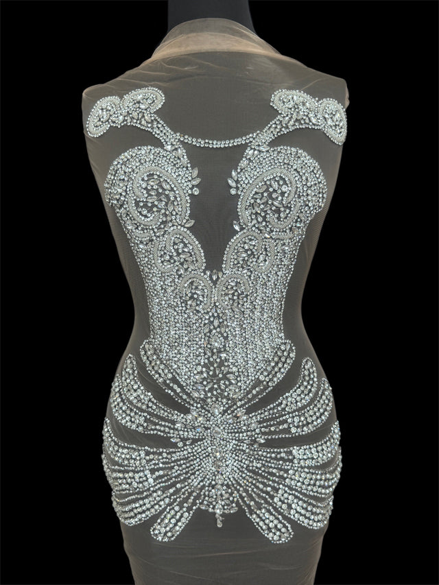 Silver Rhinestone Bodice Applique