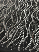 Stretch Sequin Wave Lace Silver