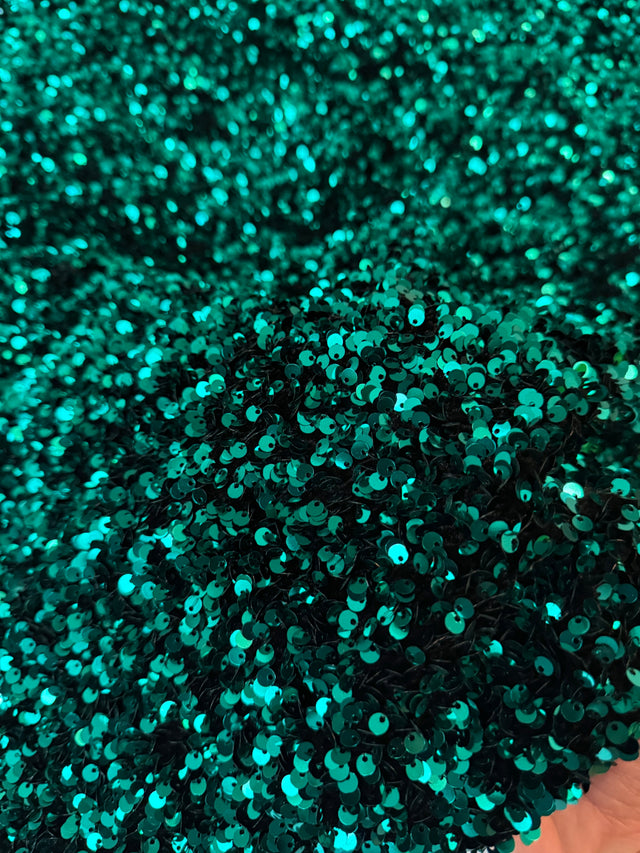 Teal Blue Sequin on Velvet