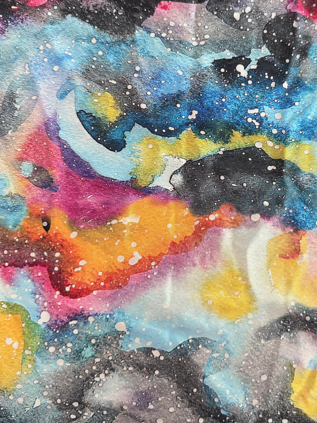 Printed Nylon Spandex Watercolor Galaxy Splash