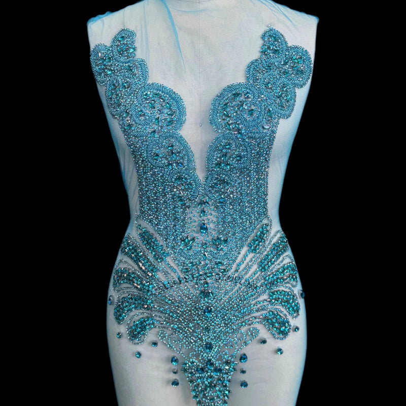 Turquoise Rhinestone Bodice Applique