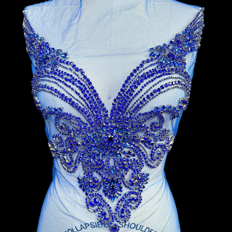 Royal Blue Rhinestone Bodice Applique