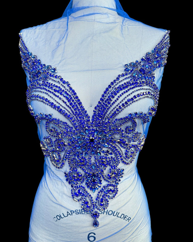 Royal Blue Rhinestone Bodice Applique