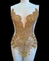 Gold Rhinestone Bodice Applique