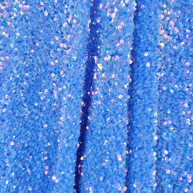 Stretch Sequin on Velvet Baby Blue