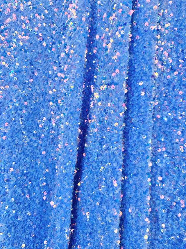 Stretch Sequin on Velvet Baby Blue