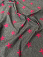 Printed Nylon Spandex Pink Stars on Gray