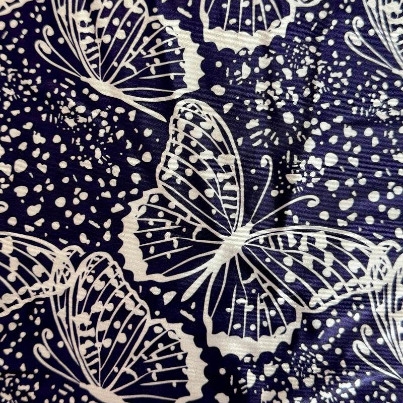 Printed Nylon Spandex Navy Butterfly
