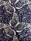 Printed Nylon Spandex Navy Butterfly