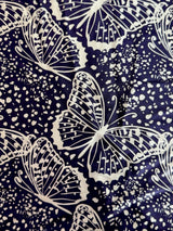 Printed Nylon Spandex Navy Butterfly
