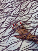 Beaded Sequin Lace on Mesh Lavender