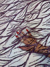 Beaded Sequin Lace on Mesh Lavender