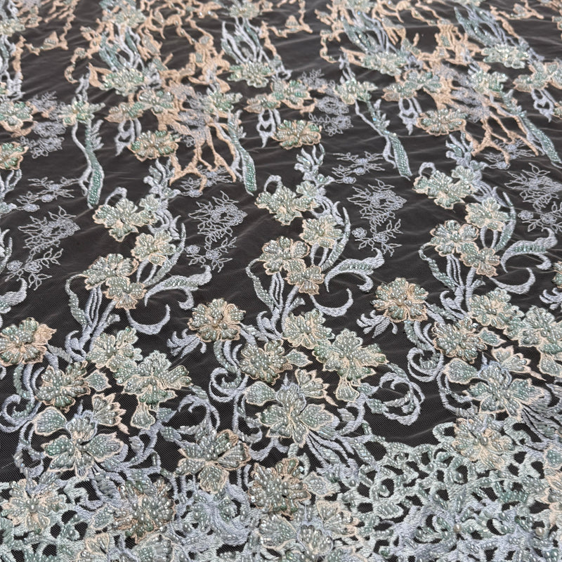 Pearl Beaded Floral Embroidery Lace