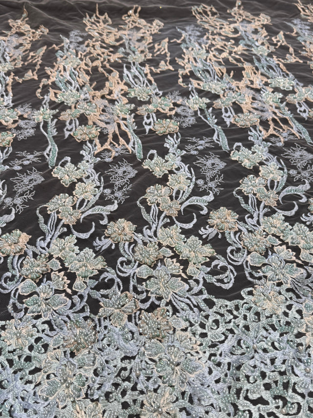Pearl Beaded Floral Embroidery Lace