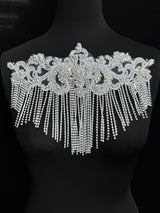 Silver Fringe Rhinestone Applique
