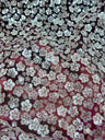 3D White Sequin Flowers on Baby Pink Mesh