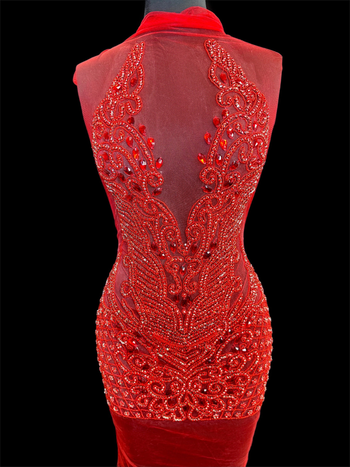 Red Rhinestone Bodice Applique