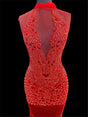 Red Rhinestone Bodice Applique