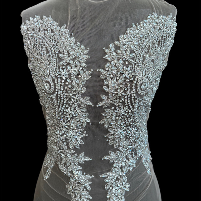 Silver Rhinestone Bodice Applique