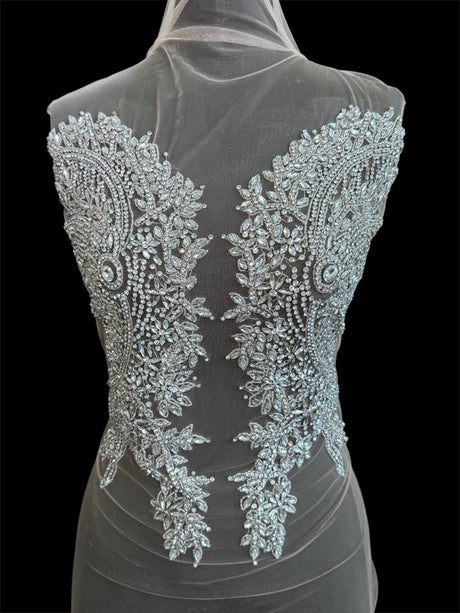 Silver Rhinestone Bodice Applique