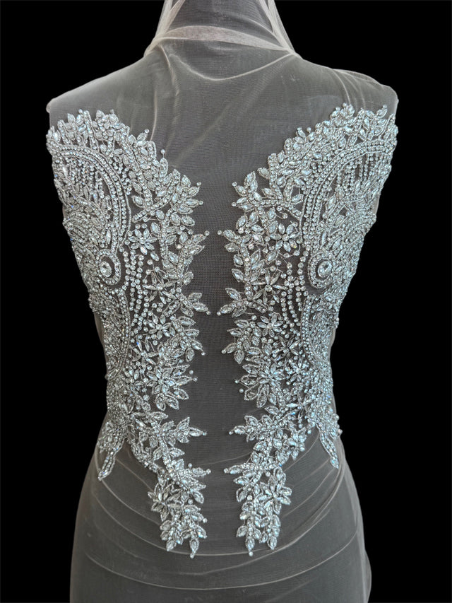 Silver Rhinestone Bodice Applique
