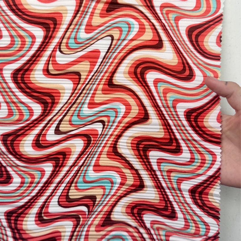 Printed Pleated Knit Multicolor Wave
