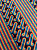 Printed Nylon Spandex Black Retro Rainbow Graphic