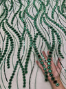 Stretch Mirror Sequin Wave Lace Emerald Green