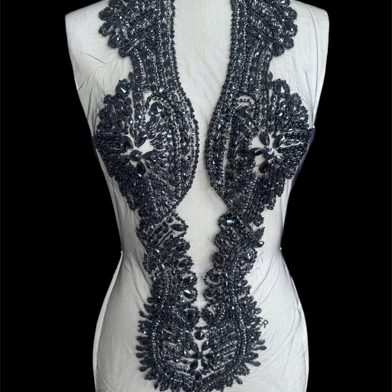 Black Rhinestone Bodice Appliqué
