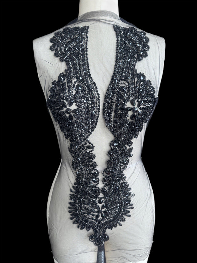 Black Rhinestone Bodice Appliqué