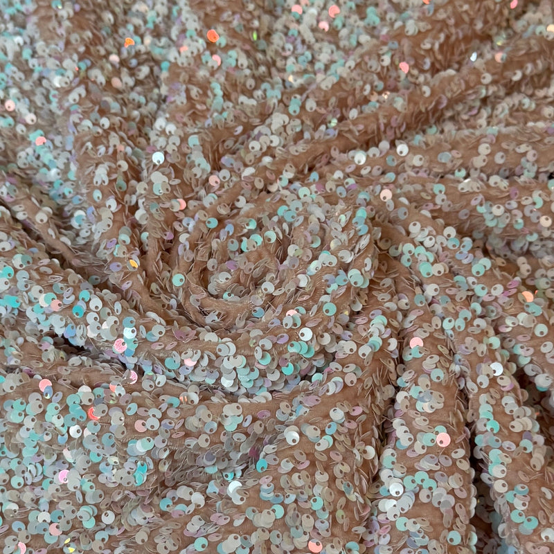 Champagne Iridescent Sequin on Velvet