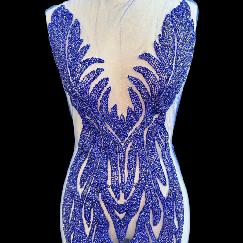 Royal Blue Rhinestone Bodice Applique