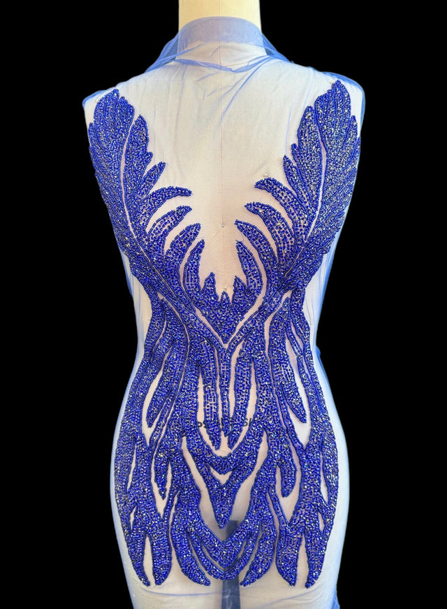 Royal Blue Rhinestone Bodice Applique