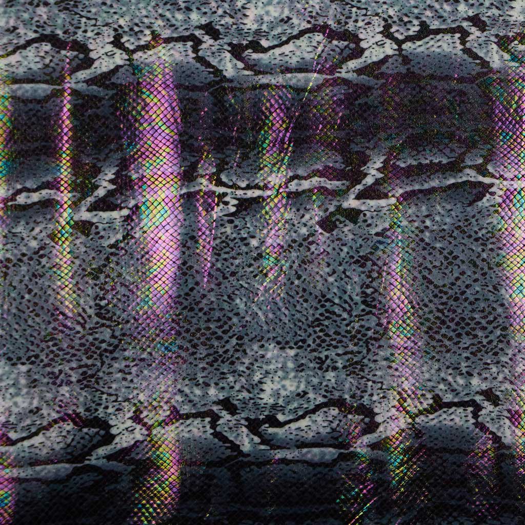 Mamba Foil Printed Polyester Spandex Fabric - Holographic Foil Print, 4-Way Stretch, 54" Width (1 Yard)