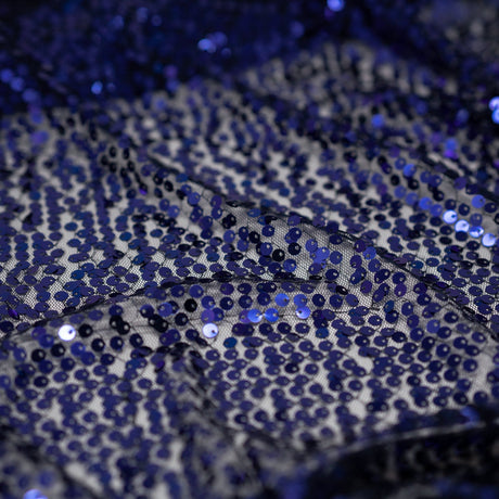 Mandy Mesh Sequin Polyester Spandex Fabric - Sequin Embroidered Mesh, 58/56" Cut Width, 50" Usable Width (1 Yard)