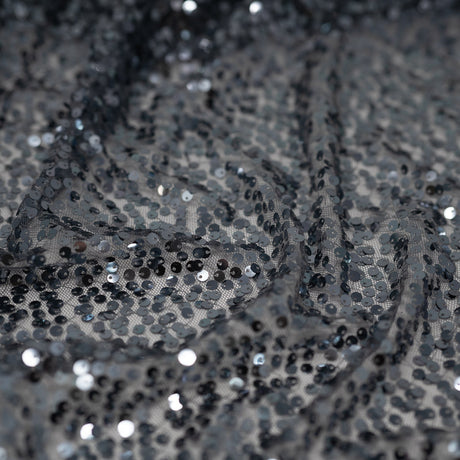 Mandy Mesh Sequin Polyester Spandex Fabric - Sequin Embroidered Mesh, Peacock, 58/56" Cut Width, 50" Usable Width (1 Yard)