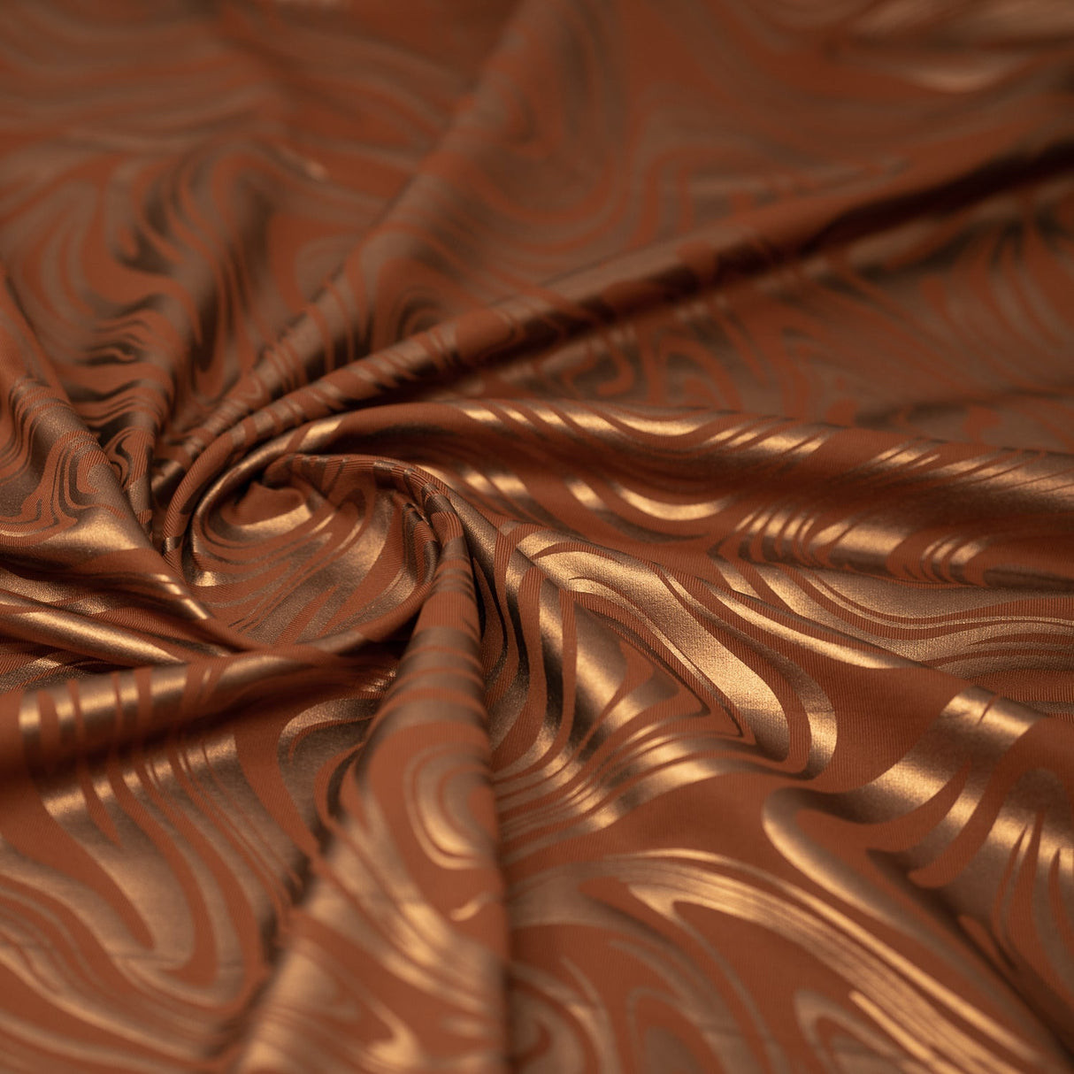 Marble Foil Printed Nylon Spandex Superflex Fabric - Metallic Marble Print, 55/56" Width, 345 GSM (1 Yard)