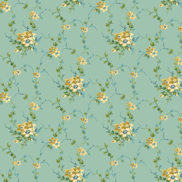 Quilting Cotton Marcella Turquoise Trellis Marcus Fabrics