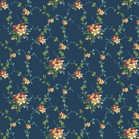 Quilting Cotton Marcella Dark Blue Trellis Marcus Fabrics