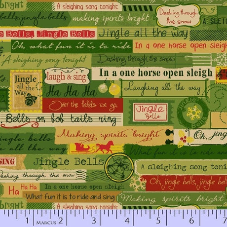 Quilting Cotton Marcus Songbook Jingles Lyrics Christmas Print